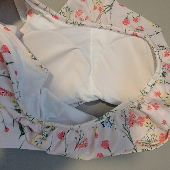 Old Navy Pink Floral Ruffled One-Shoulder Swim Top - Picture 11 of 11